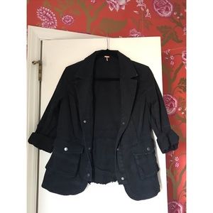 Free People military coat with ruffles